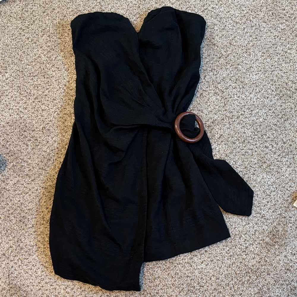 NWT Free People Strapless Cotton Line Blend Belted/Wrap Mini Dress Size 0